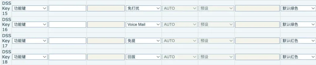 IP 폰 기능 키 구성 인터페이스